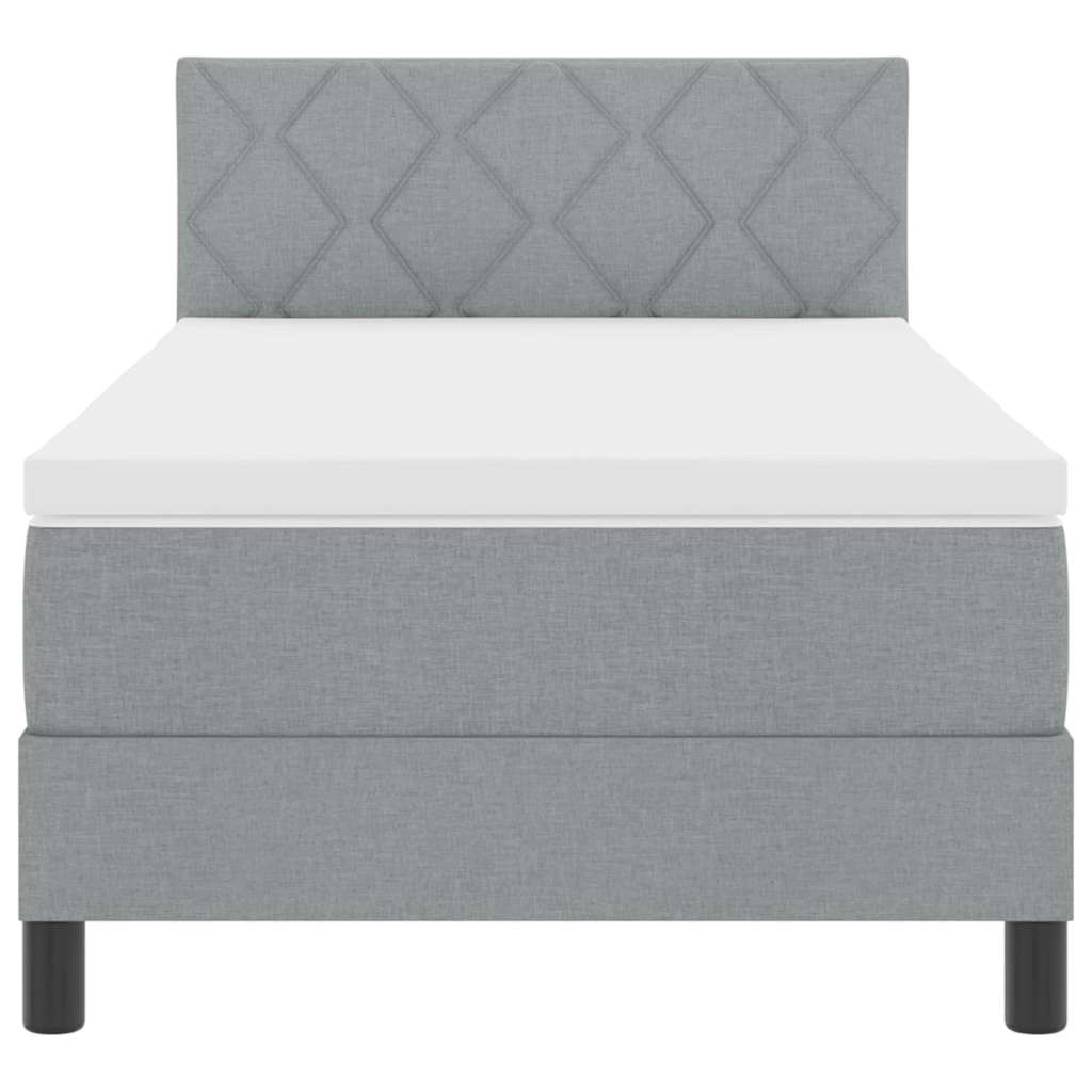 Box spring seng med hovedgærde Lysegrå 90 x 200 cm Stof