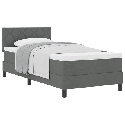 Box spring seng med hovedgærde Mørkegrå 90 x 200 cm Stof