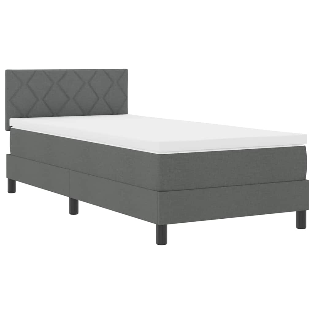 Box spring seng med hovedgærde Mørkegrå 90 x 200 cm Stof