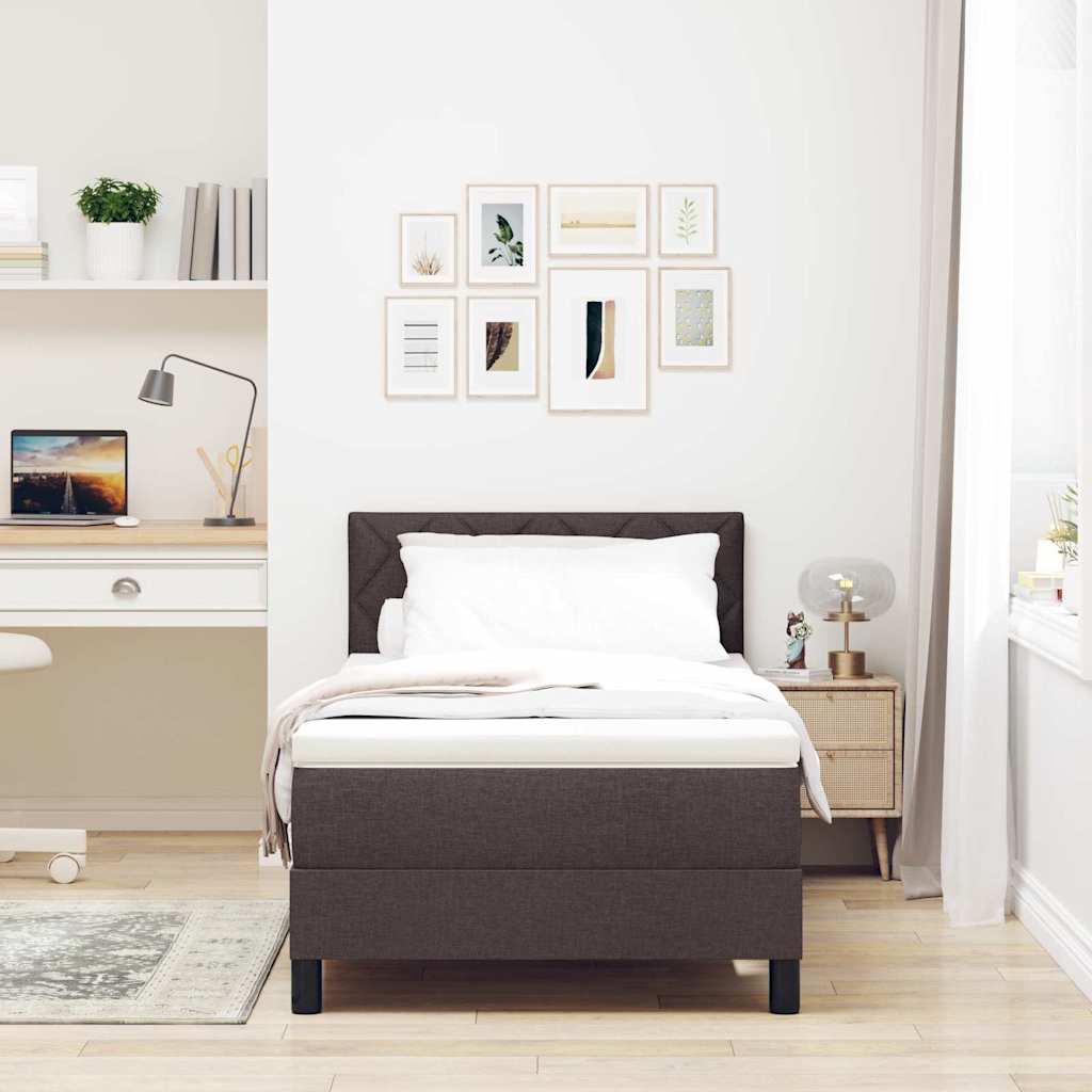Box spring seng med hovedgærde Mørk Brun 90 x 200 cm Stof