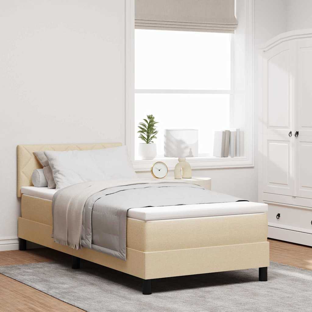 Box spring seng med madras Creme 90 x 200 cm Stof billede