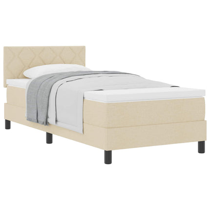 Box spring seng med pude med hovedgærde Creme 90 x 200 cm Stof