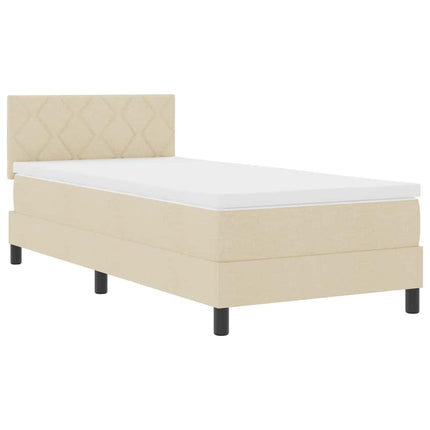 Box spring seng med pude med hovedgærde Creme 90 x 200 cm Stof