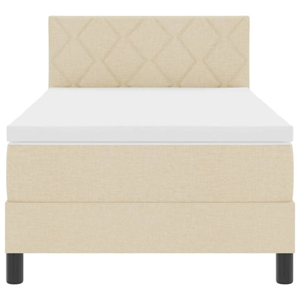 Box spring seng med pude med hovedgærde Creme 90 x 200 cm Stof
