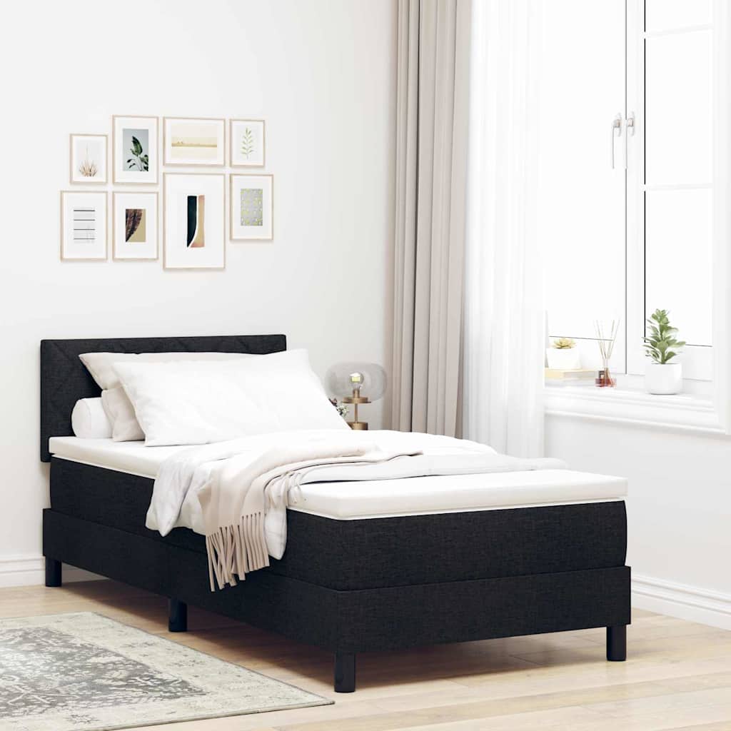 Box spring seng med hovedgrde Sort 100 x 200 cm Stof