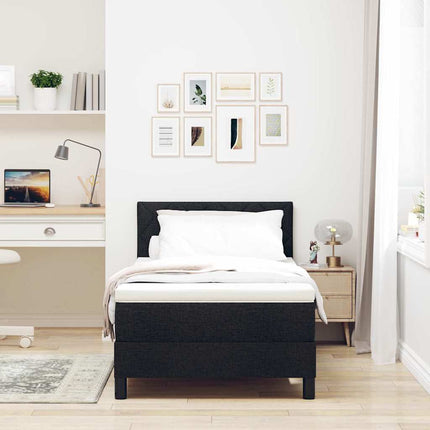 Box spring seng med hovedgærde Sort 100 x 200 cm Stof