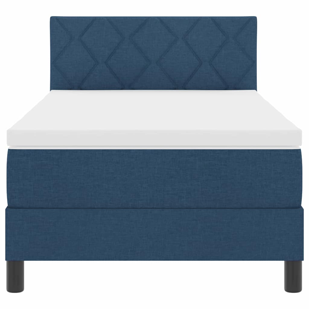 Box spring seng med hovedgærde Blå 100 x 200 cm Stof