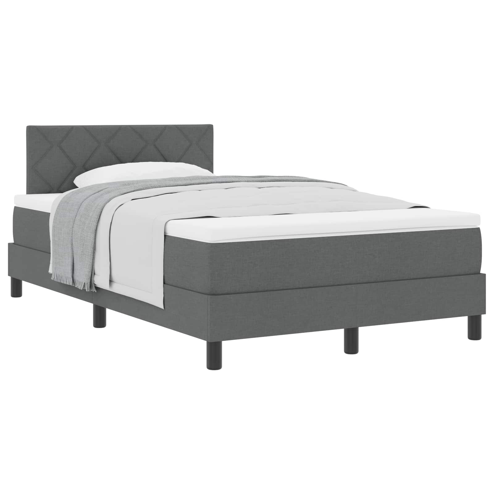 Box spring seng med hovedgærde Mørkegrå 120 x 190 cm Stof