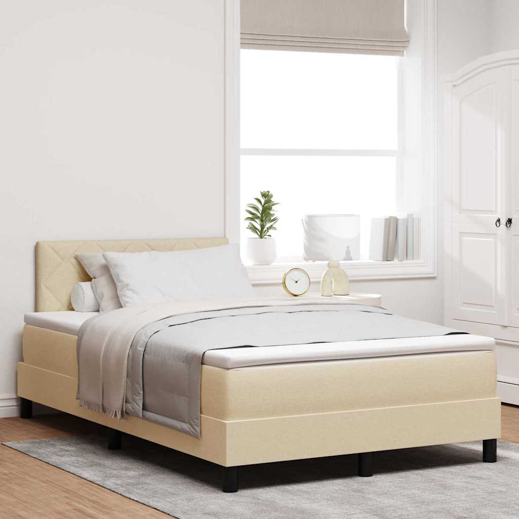 Box spring seng med pude med hovedgrde Creme 120 x 190 cm Stof