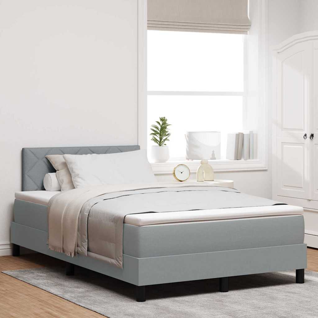 Box spring seng med hovedgrde Lysegr 120 x 200 cm Stof