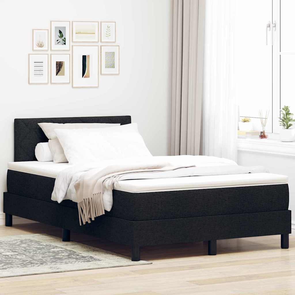 Box spring seng med pude med hovedgrde Sort 120 x 200 cm Stof