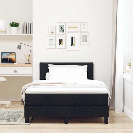 Box spring seng med pude med hovedgærde Sort 120 x 200 cm Stof