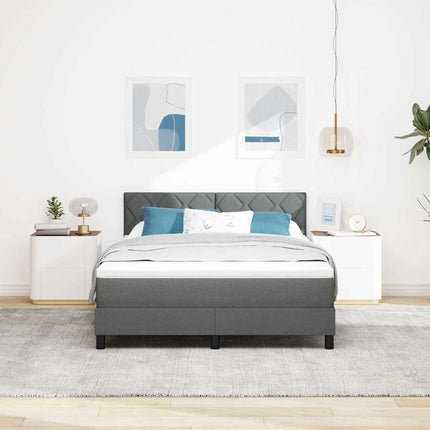 Box spring seng med hovedgærde Mørkegrå 140 x 190 cm Stof