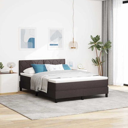 Box spring seng med hovedgærde Mørk Brun 140 x 190 cm Stof