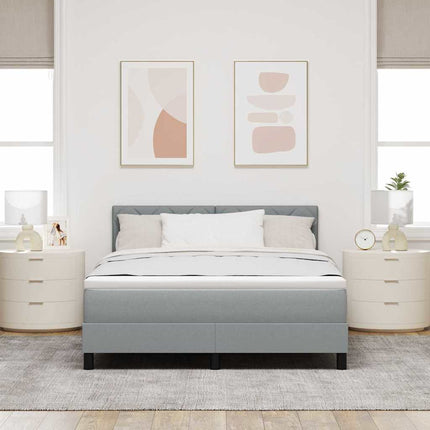 Box spring seng med hovedgærde Lysegrå 160 x 200 cm Stof