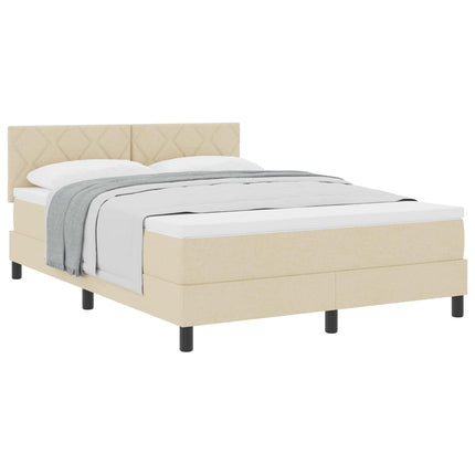 Box spring seng med pude med hovedgærde Creme 160 x 200 cm Stof
