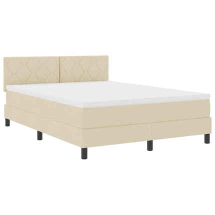 Box spring seng med pude med hovedgærde Creme 160 x 200 cm Stof