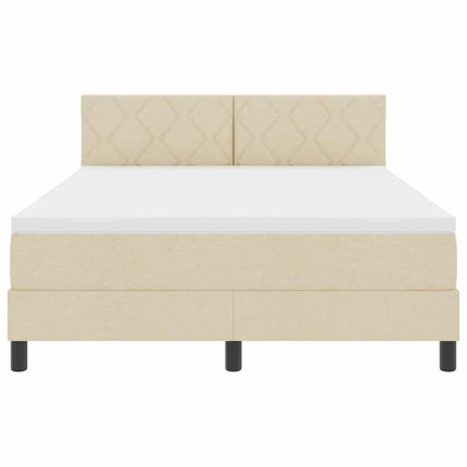 Box spring seng med pude med hovedgærde Creme 160 x 200 cm Stof