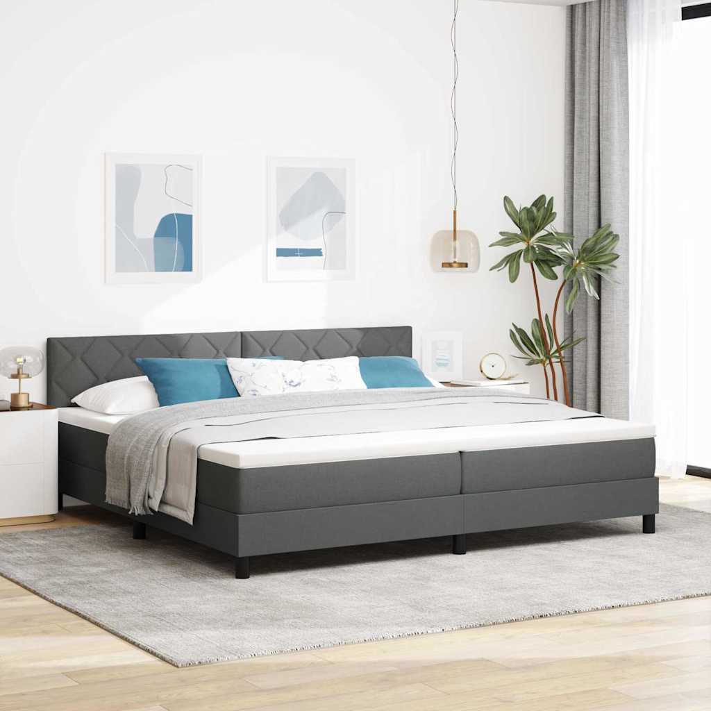 Box spring seng med pude Mrkegr 200 x 200 cm Stof