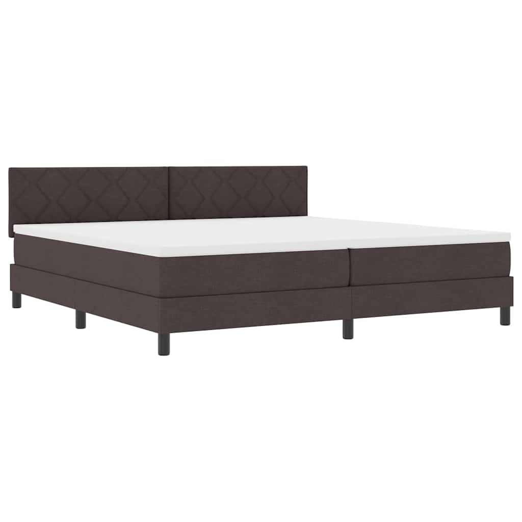 Box spring seng med hovedgærde Mørk Brun 200 x 200 cm Stof