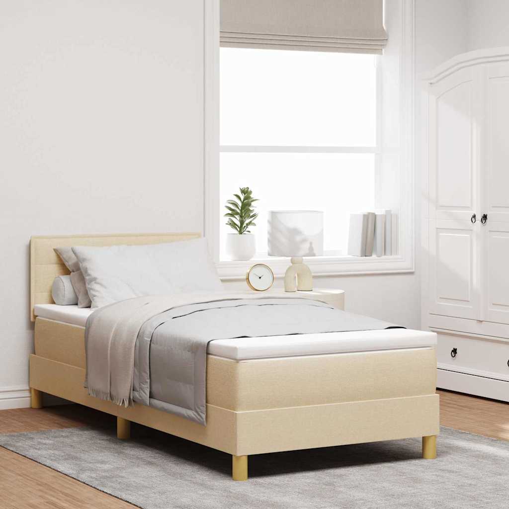 Box spring seng med pude med hovedgrde Creme 80 x 200 cm Stof