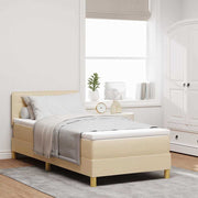 Box spring seng med pude med hovedgærde Creme 80 x 200 cm Stof
