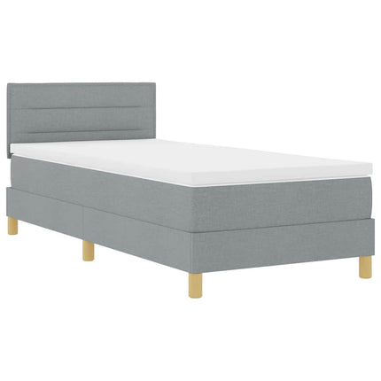 Box spring seng med pude Lysegrå 90 x 190 cm Stof