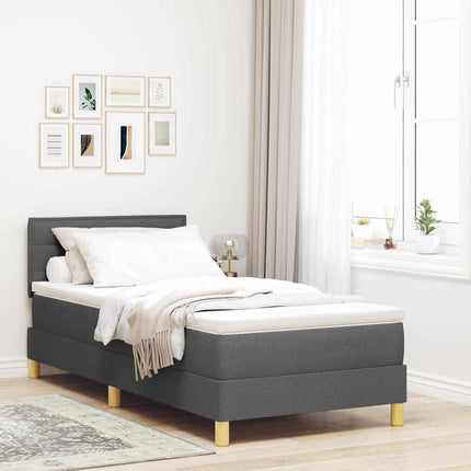 Box spring seng med pude Mørkegrå 90 x 190 cm Stof