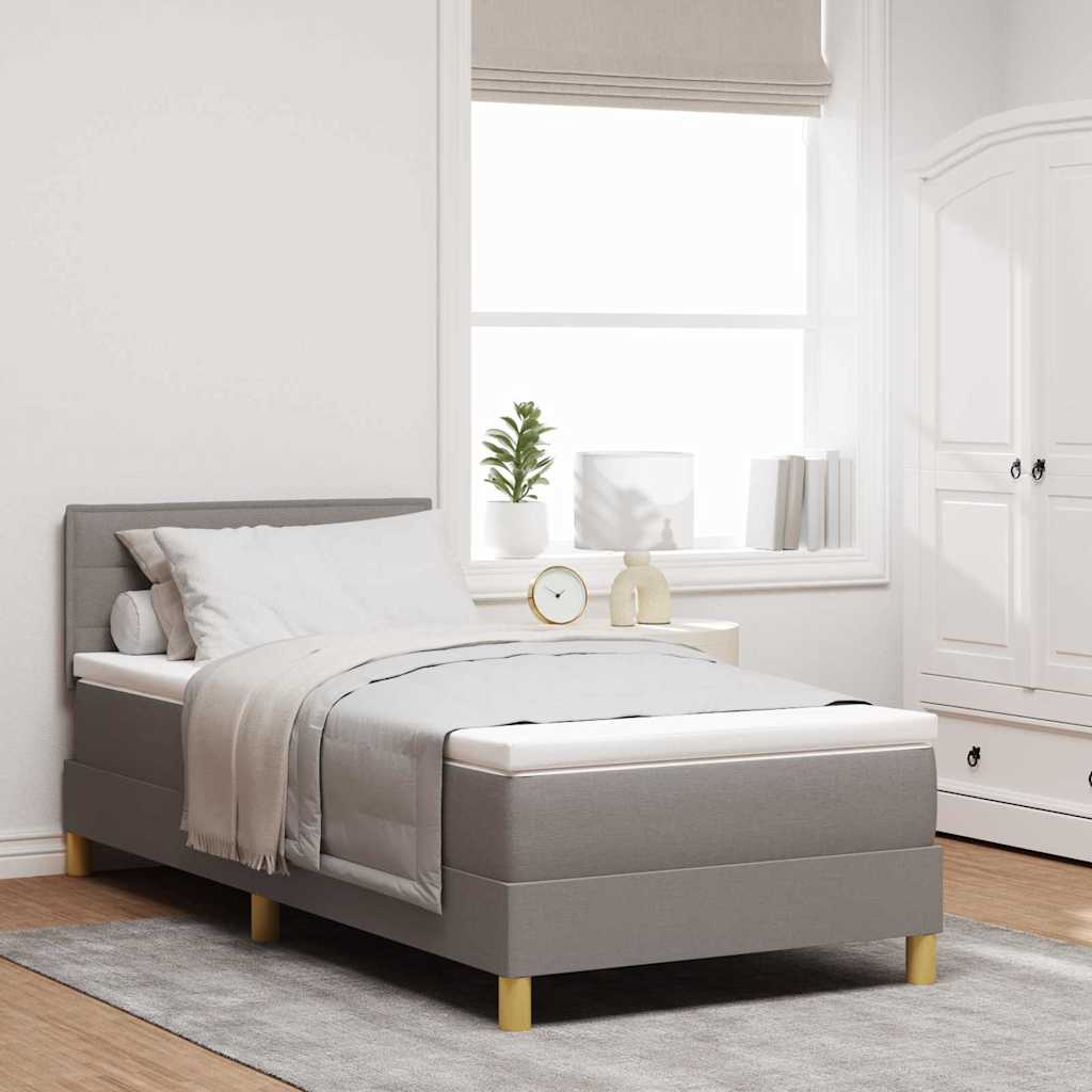 Box spring seng med pude Gråbrun 90 x 190 cm Stof