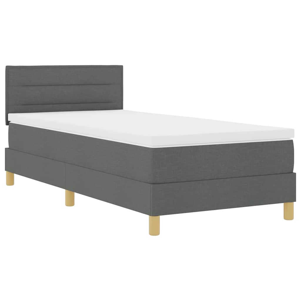 Box spring seng med pude Mørkegrå 90 x 200 cm Stof