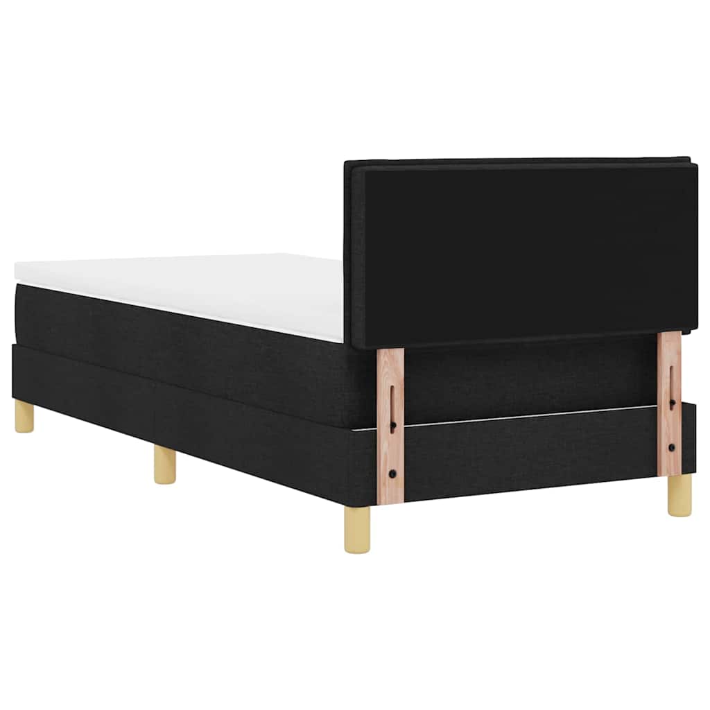 Box spring seng med pude med hovedgærde Sort 90 x 200 cm Stof