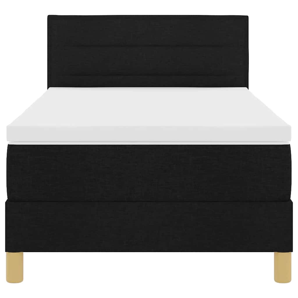 Box spring seng med pude med hovedgærde Sort 90 x 200 cm Stof