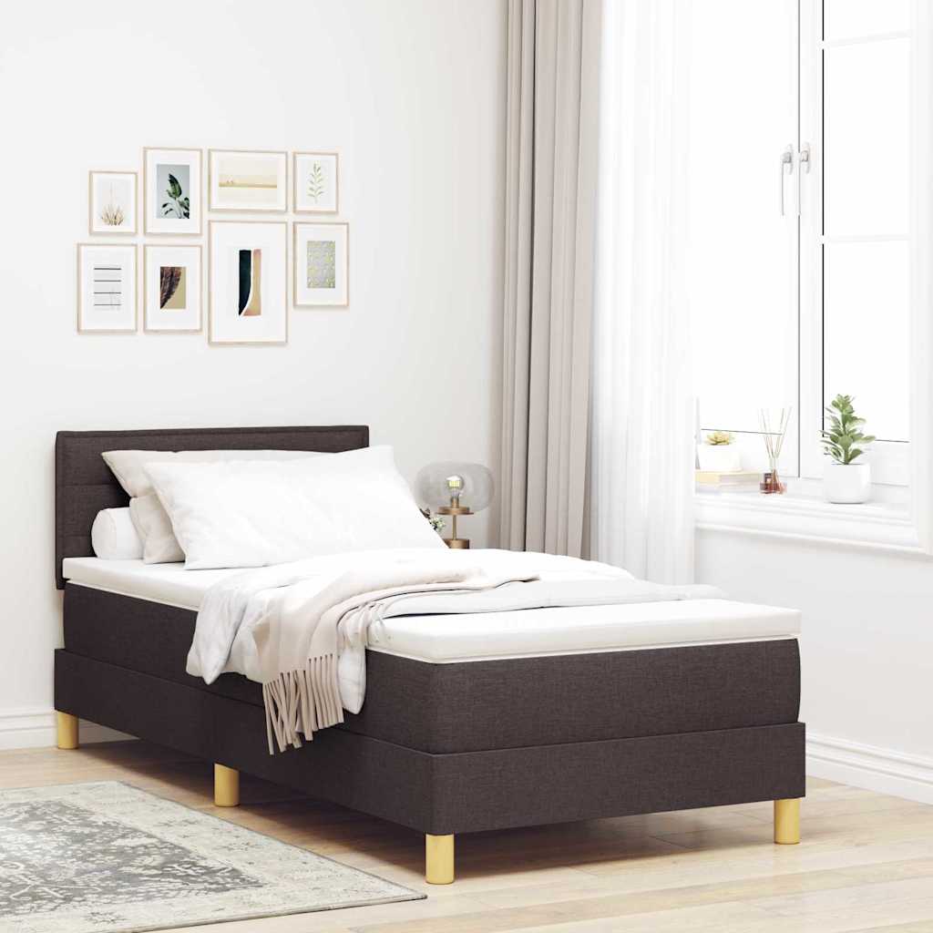 Box spring seng med pude Mrk Brun 90 x 200 cm Stof