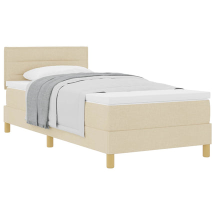 Box spring seng med pude med hovedgærde Creme 90 x 200 cm Stof