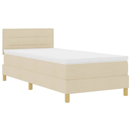 Box spring seng med pude med hovedgærde Creme 90 x 200 cm Stof