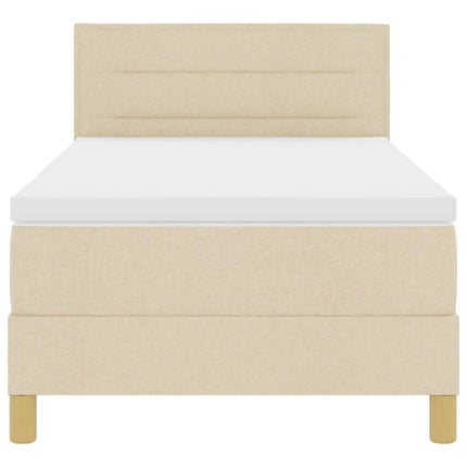 Box spring seng med pude med hovedgærde Creme 90 x 200 cm Stof