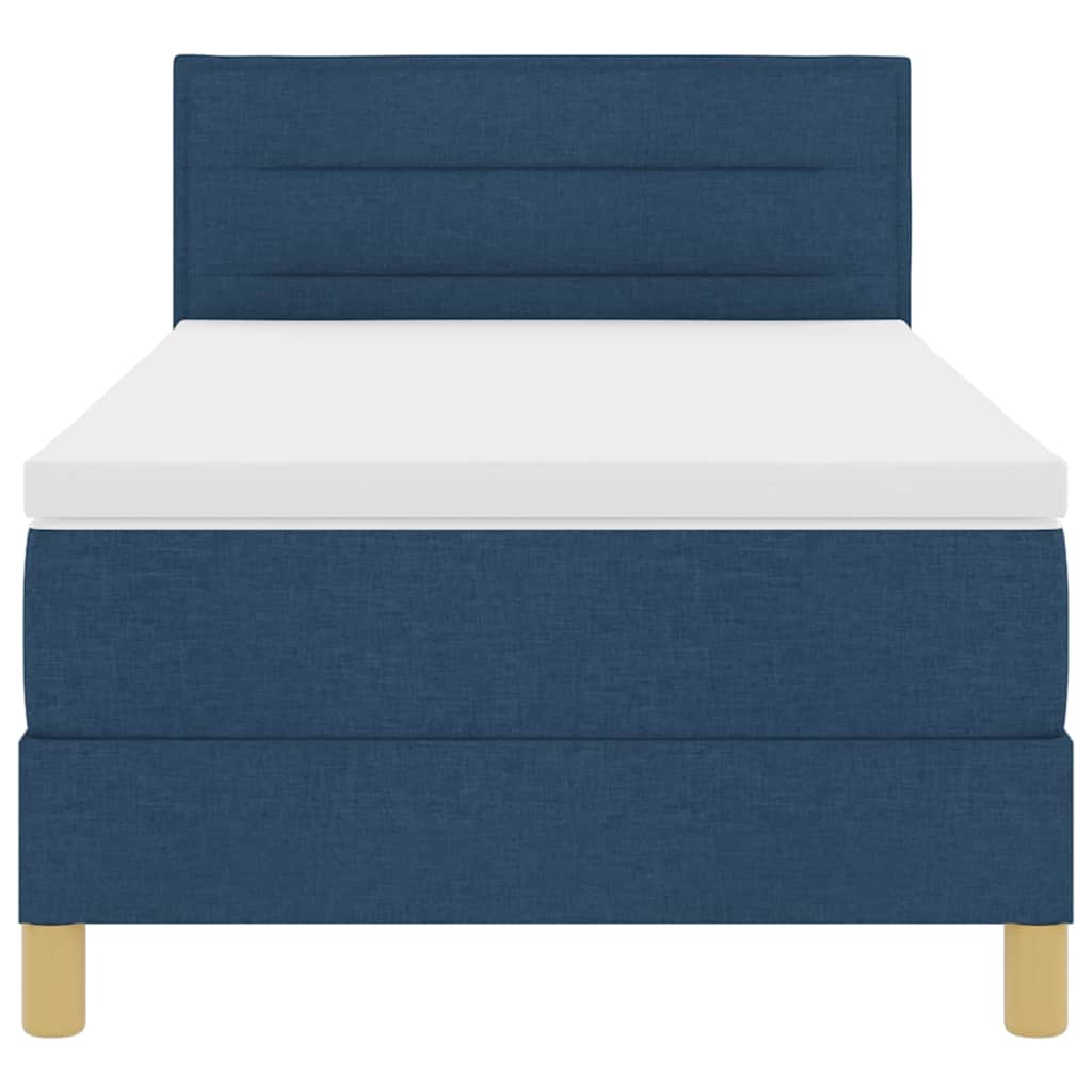 Box spring seng med pude med hovedgærde Blå 90 x 200 cm Stof