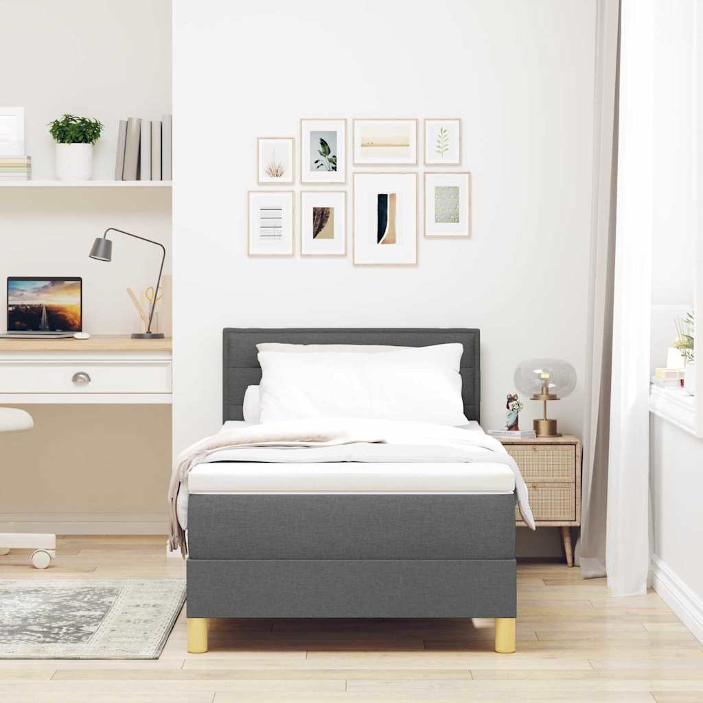 Box spring seng med pude Mørkegrå 100 x 200 cm Stof