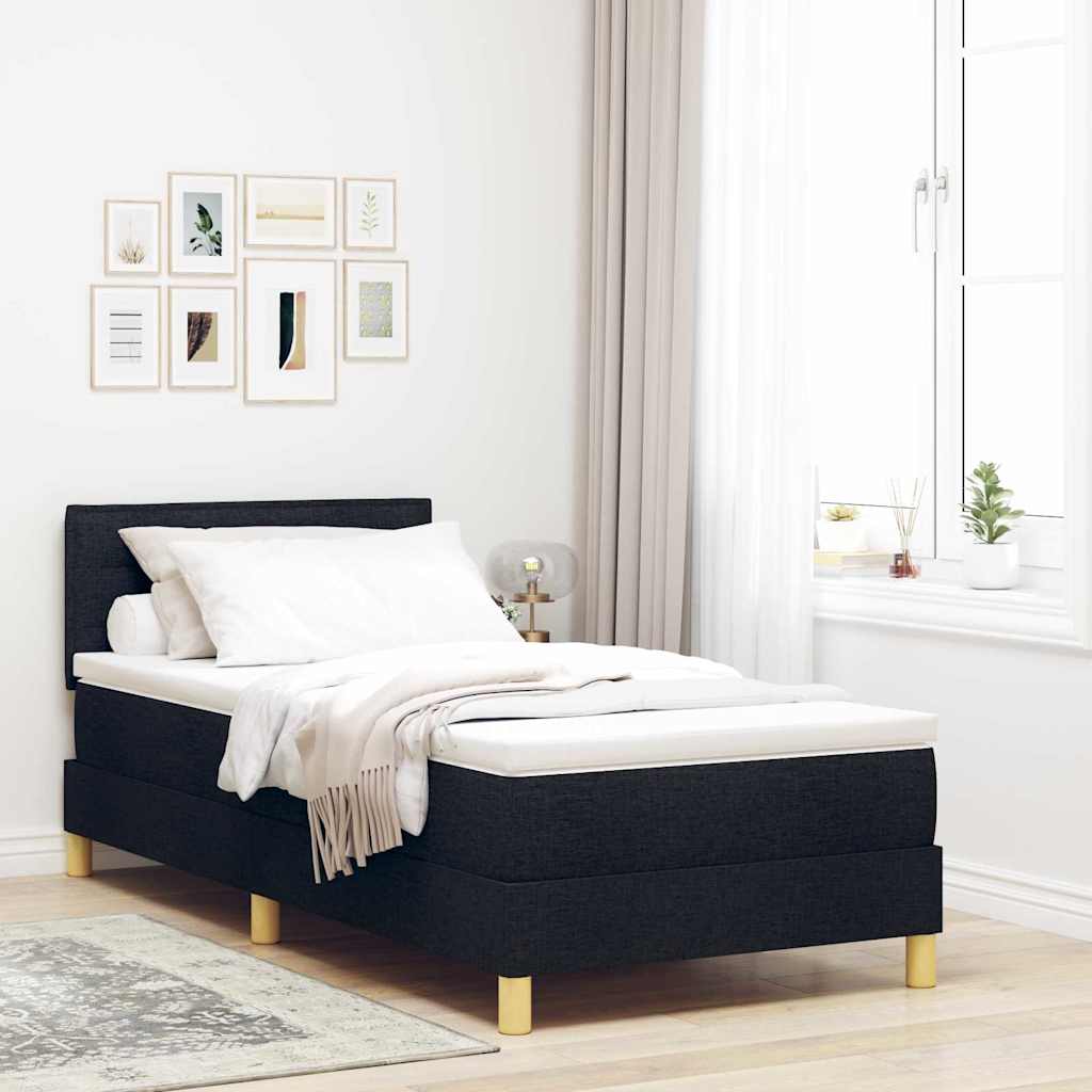 Box spring seng med pude med hovedgærde Sort 100 x 200 cm Stof