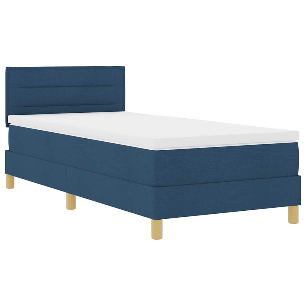 Box spring seng med pude med hovedgærde Blå 100 x 200 cm Stof
