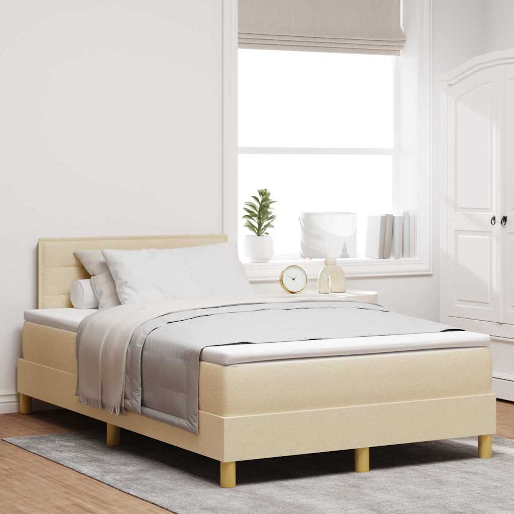 Box spring seng med madras Creme 120 x 200 cm Stof billede