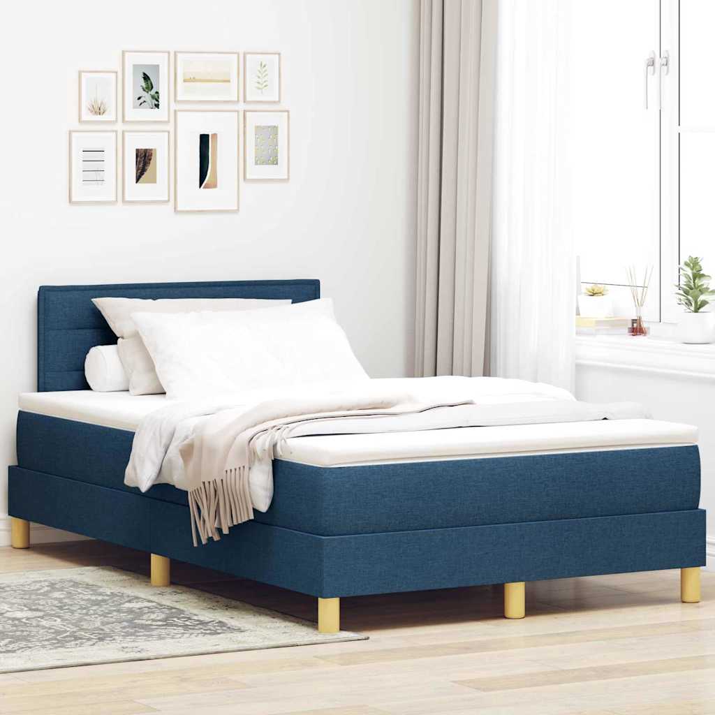 Box spring seng med pude med hovedgrde Bl 120 x 200 cm Stof