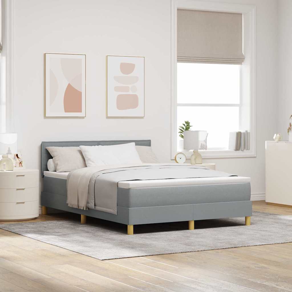 Box spring seng med pude Lysegr 140 x 190 cm Stof