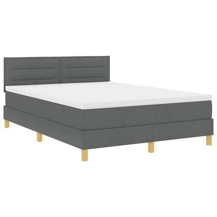 Box spring seng med pude Mørkegrå 140 x 190 cm Stof