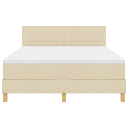 Box spring seng med pude med hovedgærde Creme 140 x 190 cm Stof