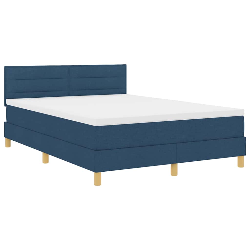 Box spring seng med pude med hovedgærde Blå 140 x 190 cm Stof