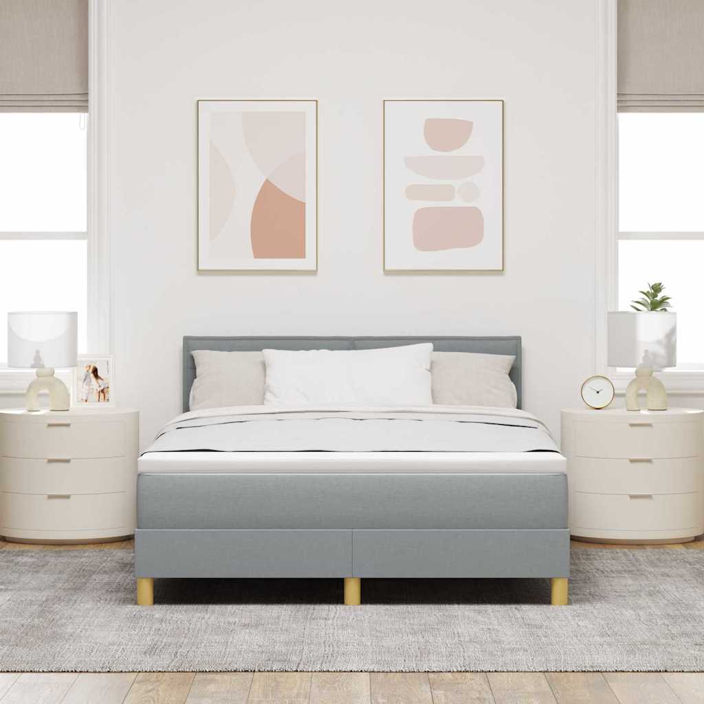 Box spring seng med pude Lysegrå 140 x 200 cm Stof