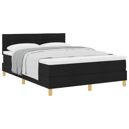 Box spring seng med pude med hovedgærde Sort 140 x 200 cm Stof