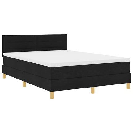 Box spring seng med pude med hovedgærde Sort 140 x 200 cm Stof