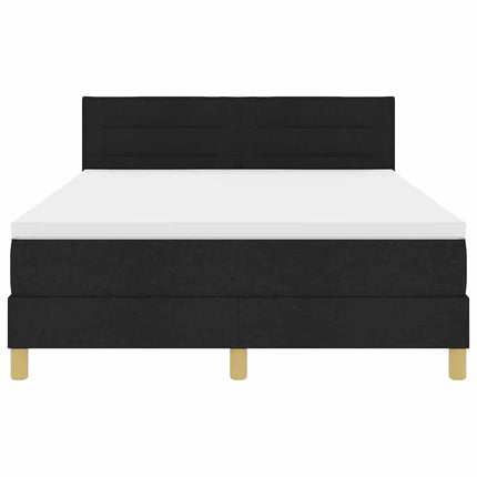 Box spring seng med pude med hovedgærde Sort 140 x 200 cm Stof
